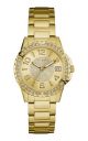 Guess Date Stainless Steel watch with Stainless Steel band in Ladies Gold For Her with a 36MM case diameter and model number U0779L2